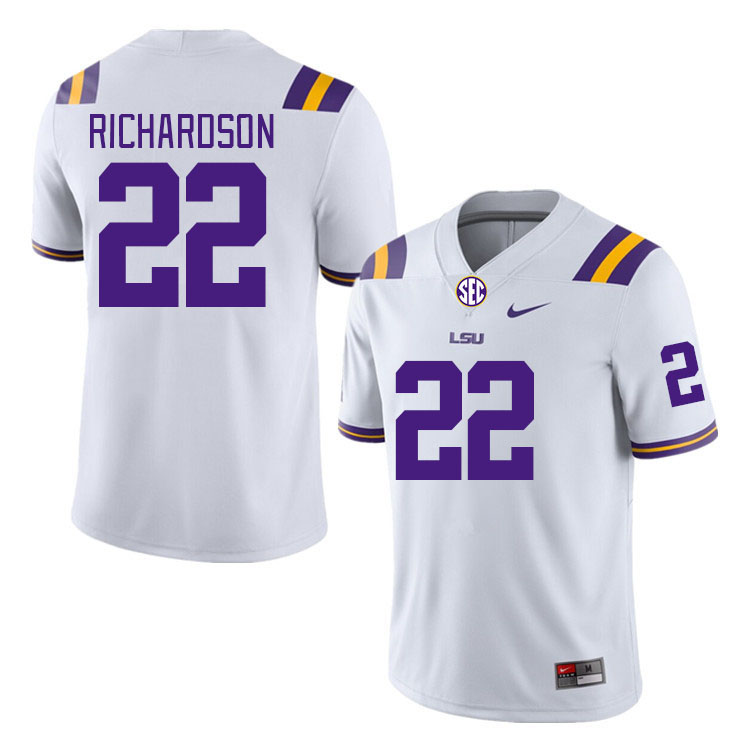 LSU Tigers #22 Colby Richardson College Football Jerseys Stitched Sale-White